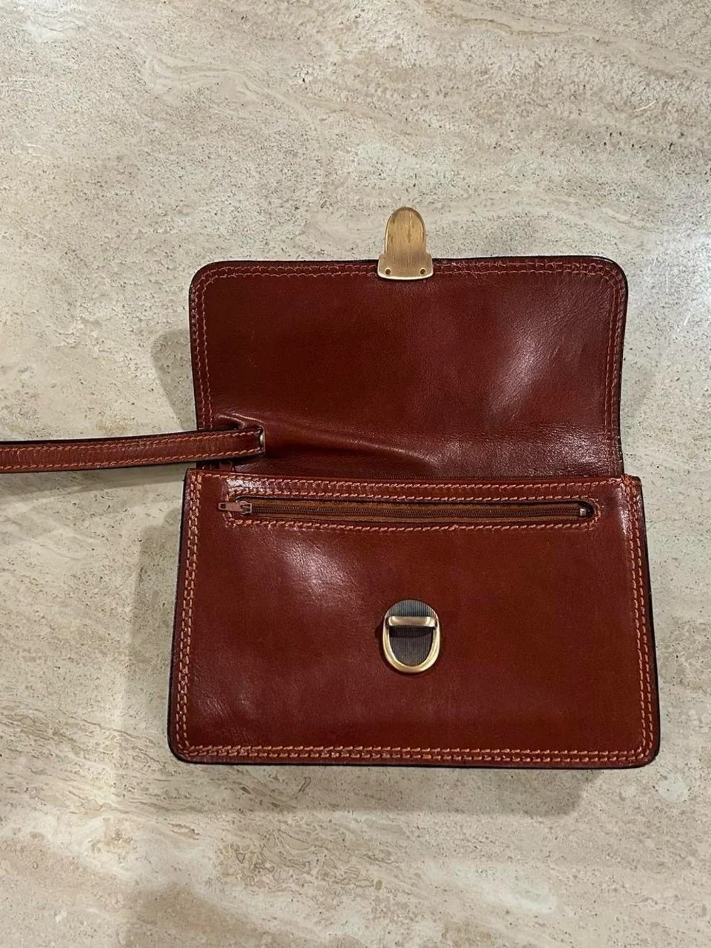 Large Brown Leather Clutch Bag